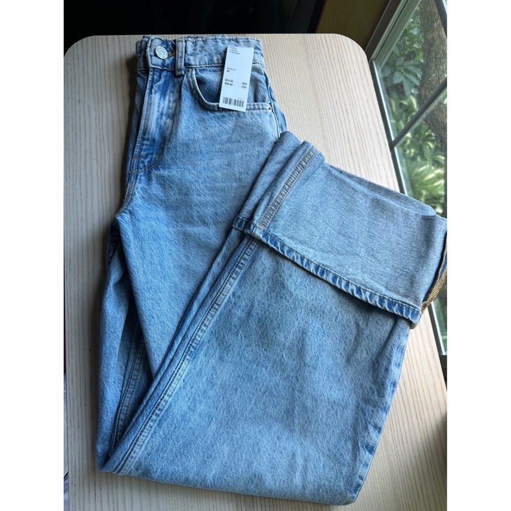 BDG Urban Outfitters High Waisted Baggy Jeans Light Wash Blue Denim Size 24W